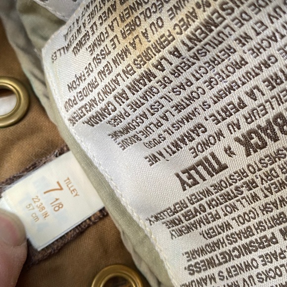 Tilley canvas Tan Outdoor Hat 7 1/8 outback cap - Picture 12 of 14